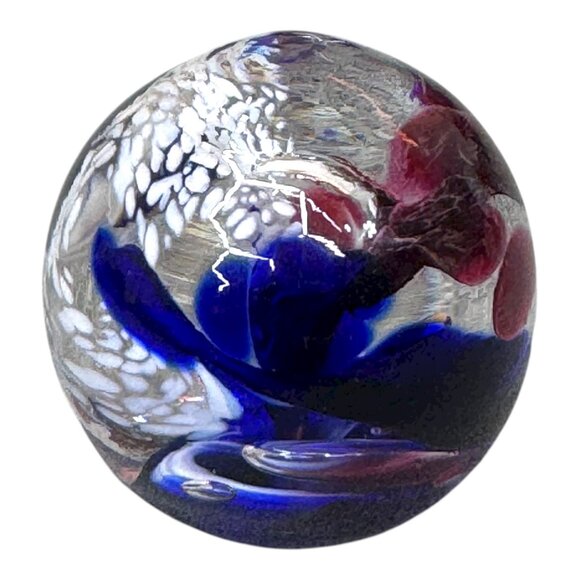 Art Glass Abstract Ocean Wave Nautical Handmade Jerpoint Studio Paperweight - Picture 3 of 7